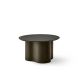 Table basse STELLA Ø 70 cm base frêne cendré et plateau laqué graphite