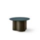 Table basse STELLA Ø 70 cm base frêne cendré et plateau laqué océan