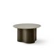 Table basse STELLA Ø 70 cm base frêne cendré et plateau laqué pierre