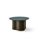 Table basse STELLA Ø 70 cm base frêne cendré et plateau laqué sapin