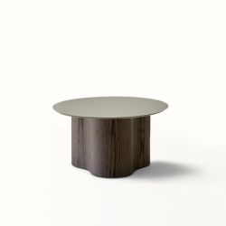 copy ofTable basse STELLA Ø 70 cm base frêne toasté et plateau laqué