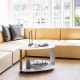 Table basse CURVE XL acier & cuir Nupo gris acier Lind DNA