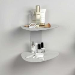 Étagère murale acier gris acier & cuir Nupo gris acier CURVE Lind DNA