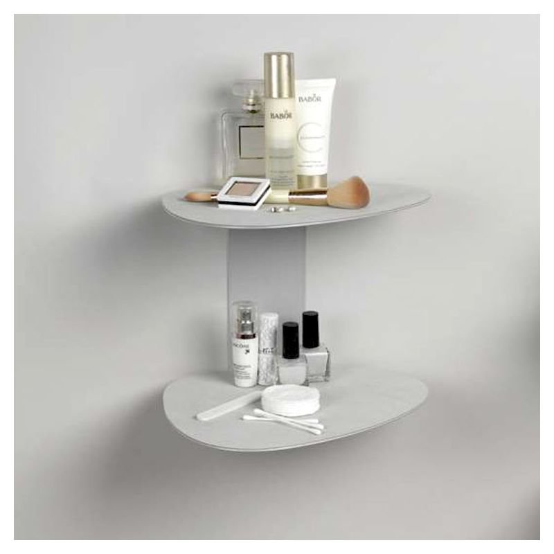 Étagère murale acier gris acier & cuir Nupo gris acier CURVE Lind DNA