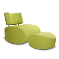 Fauteuil à bascule et pouf vert anis APOLLO Softline