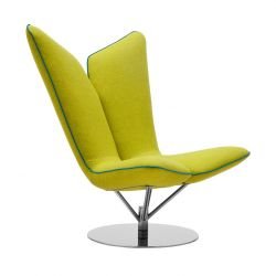 Fauteuil tissu Felt jaune ANGEL Softline, avec biais contrasté turquoise