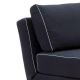 Détail fauteuil convertible tissu Felt noir CITY Softline, finition biais contrasté blanc