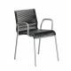 Fauteuil outdoor noir, pieds laqués gris alu PLOT Metalmobil