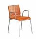 Fauteuil outdoor orange, pieds laqués gris alu PLOT Metalmobil