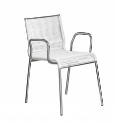 Fauteuil outdoor blanc, pieds chromés PLOT Metalmobil