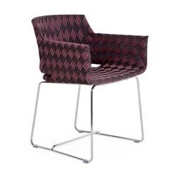 Fauteuil multicolore marron, piètement inox KENTE Varaschin