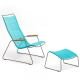 Chaise longue coloris turquoise avec repose-pieds CLICK Houe