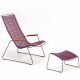 Chaise longue coloris violet foncé avec repose-pieds CLICK Houe