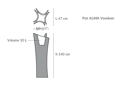 Schéma technique du pot design Alma Vondom