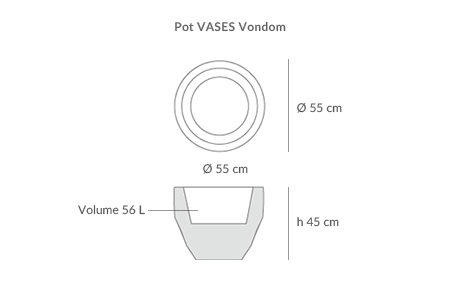schéma technique du pot design VASES Vondom