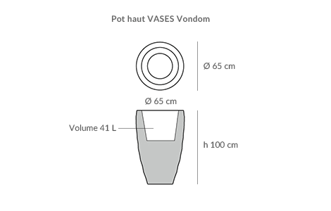 Schéma technique du pot haut VASES Vondom